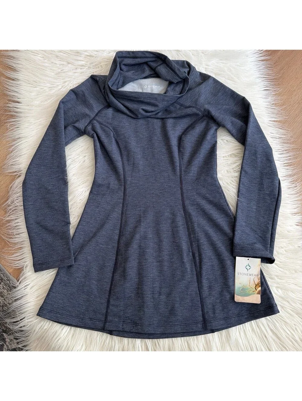 Stonewear Womens gray  Designs Baha Cowl Neck Tunic Size XS